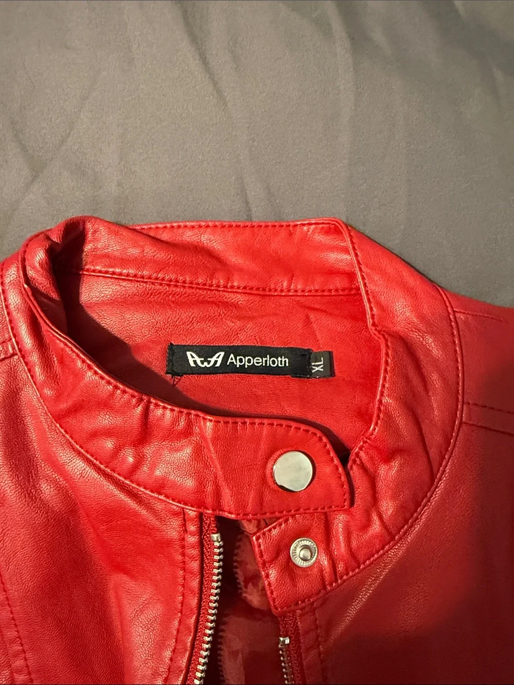 Red Women's Faux Leather Moto Jacket